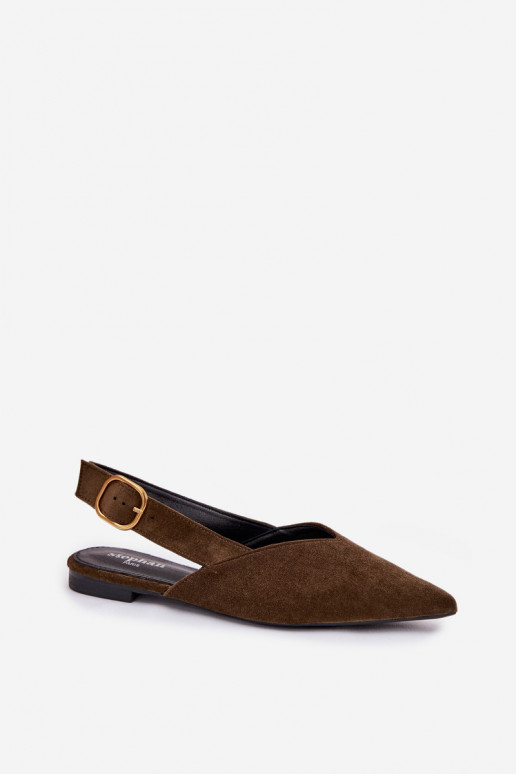 bailarinas con hebillas doradas de gamuza ecológicaoAe color verde Palerra