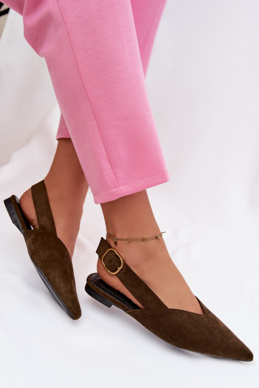 bailarinas con hebillas doradas de gamuza ecológicaoAe color verde Palerra