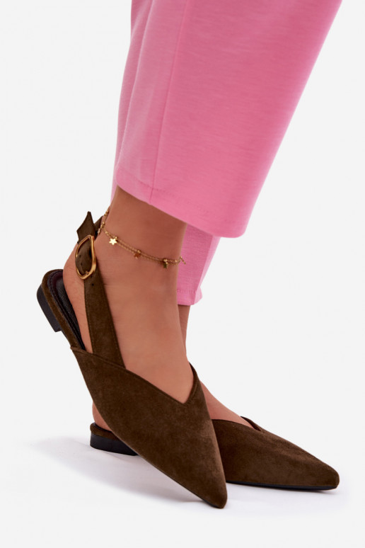 bailarinas con hebillas doradas de gamuza ecológicaoAe color verde Palerra