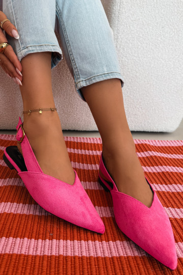 bailarinas con hebillas doradas de gamuza ecológicaoAe color rosa Palerra