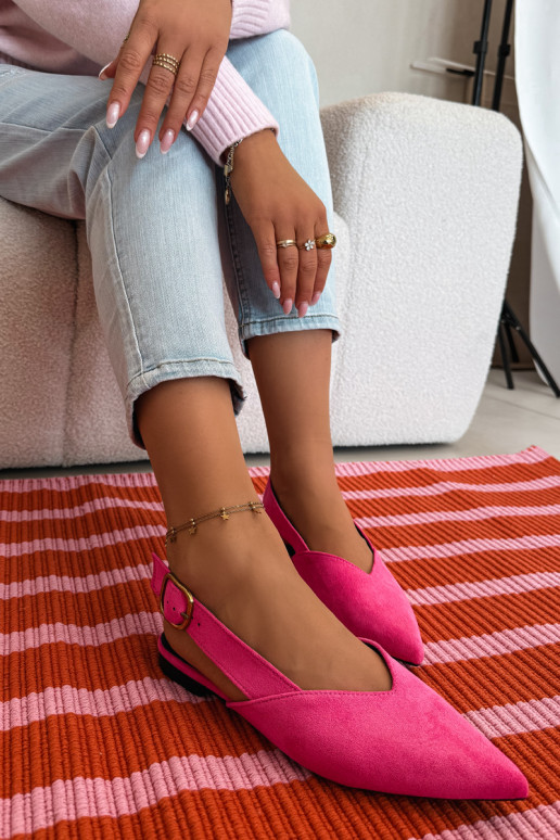 bailarinas con hebillas doradas de gamuza ecológicaoAe color rosa Palerra