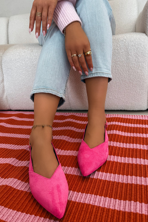 bailarinas con hebillas doradas de gamuza ecológicaoAe color rosa Palerra