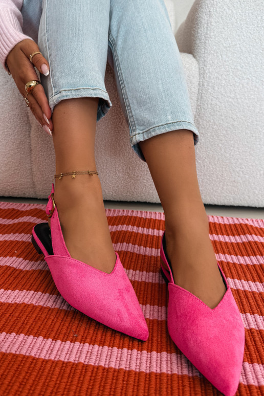 bailarinas con hebillas doradas de gamuza ecológicaoAe color rosa Palerra