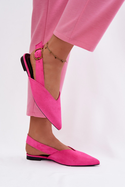 bailarinas con hebillas doradas de gamuza ecológicaoAe color rosa Palerra