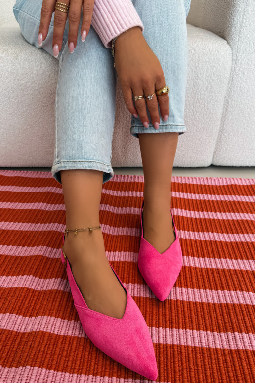 bailarinas con hebillas doradas de gamuza ecológicaoAe color rosa Palerra