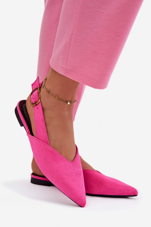 bailarinas con hebillas doradas de gamuza ecológicaoAe color rosa Palerra