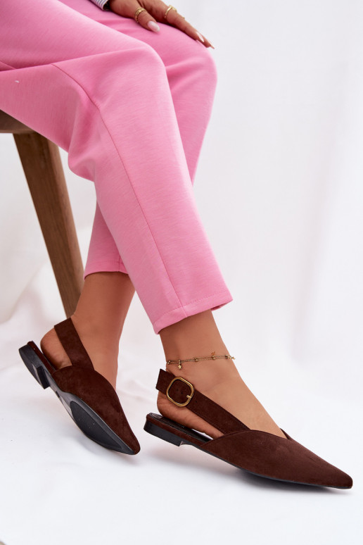 bailarinas con hebillas doradas de gamuza ecológicaoAe CzekoladoAe Palerra