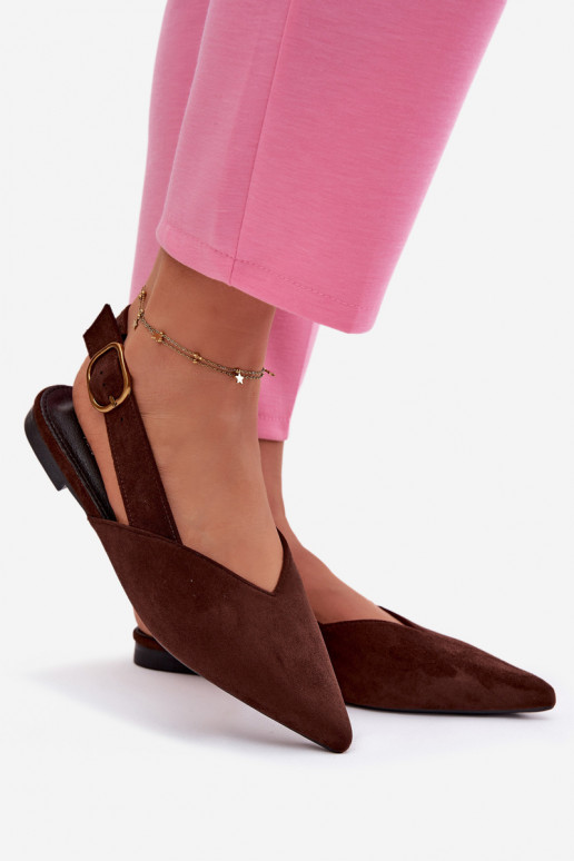 bailarinas con hebillas doradas de gamuza ecológicaoAe CzekoladoAe Palerra