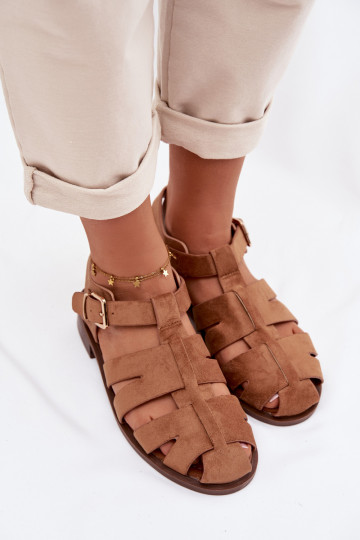 Sandalias de mujer con hebillas doradas, color marrón, Janessa 2