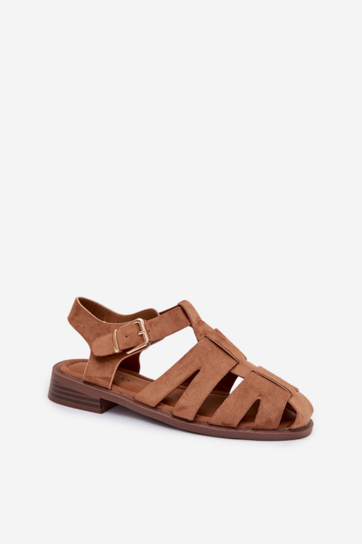 Sandalias de mujer Rzymianki con hebillas doradas color marrón Janessa