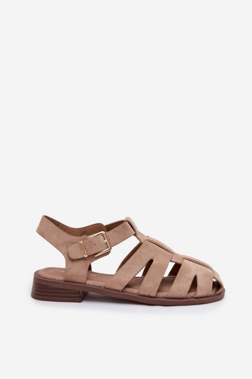 Sandalias de mujer Rzymianki con hebillas doradas beige Janessa