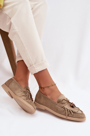 mocasines de mujer con flecos I color coralikami color verde Teressa