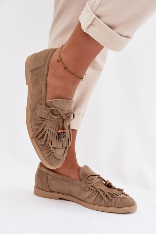 mocasines de mujer con flecos I color coralikami color verde Teressa