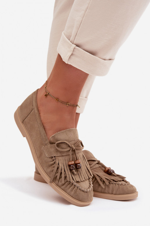 mocasines de mujer con flecos I color coralikami color verde Teressa