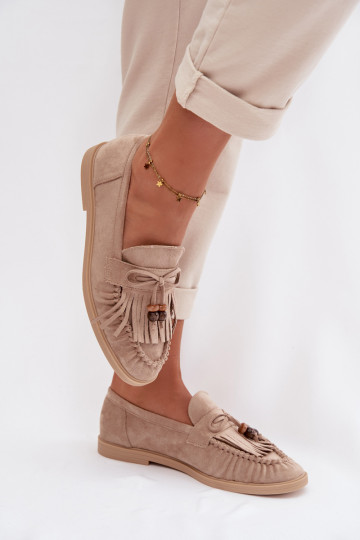 mocasines de mujer con flecos I color coralikami beige Teressa