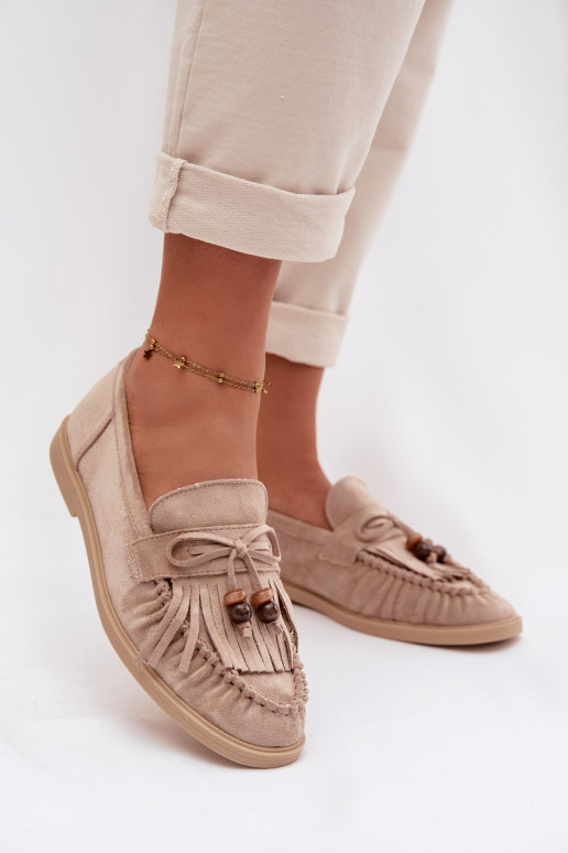 mocasines de mujer con flecos I color coralikami beige Teressa