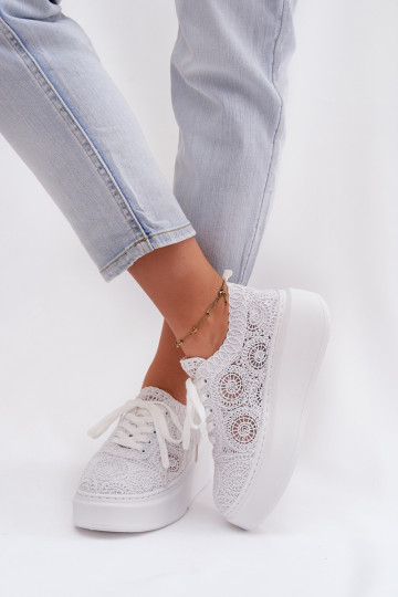SzydełkoAe Zapatillas Femenino con una plataforma el color blanco Evalora 2
