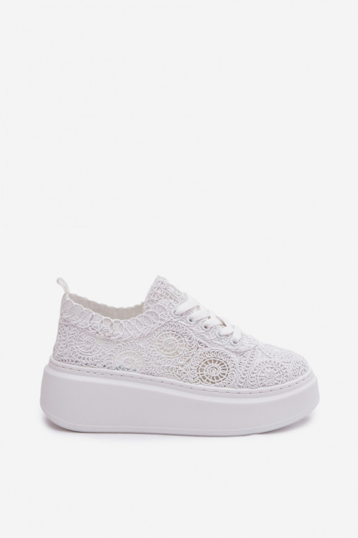SzydełkoAe Zapatillas Femenino con una plataforma el color blanco Evalora