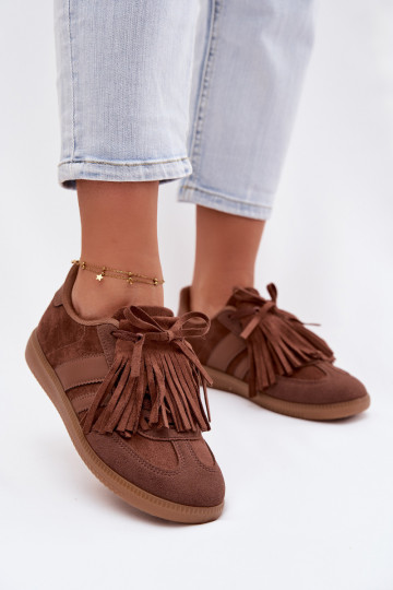 Zapatillas deportivas de mujer con flecos, color marrón, Dorivelle