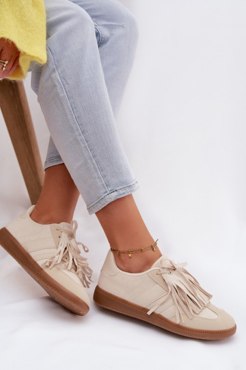 Zapatillas deportivas de mujer con flecos, color arena, Dorivelle