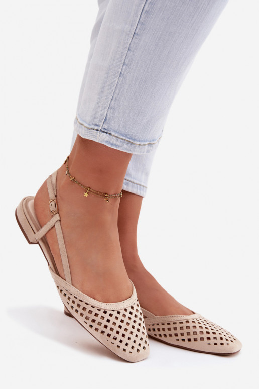 Bailarinas caladasde gamuza ecológicau beige Farivelle