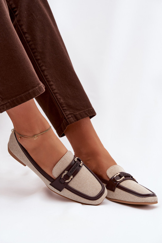 Mocasines de mujer color marrón arena con elementos decorativos "Evelora"