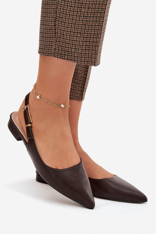 Bailarinas Iverelle color chocolate con hebillas doradas