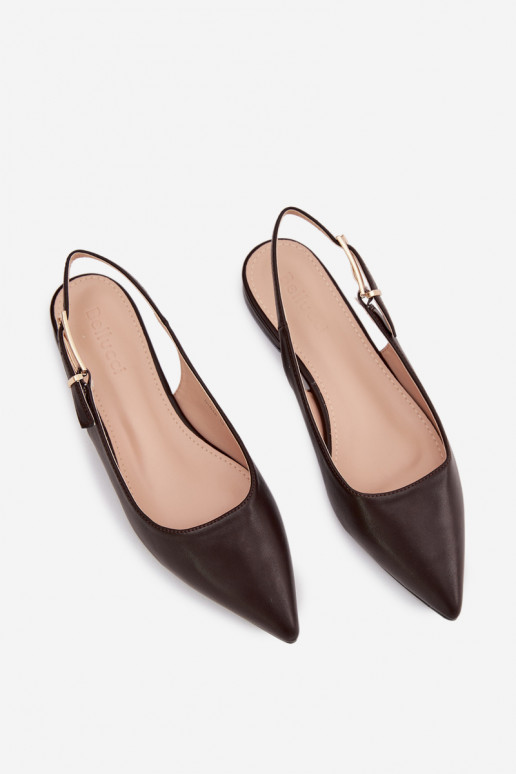 Bailarinas Iverelle color chocolate con hebillas doradas