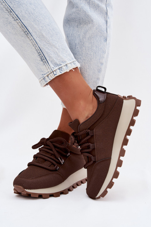 Zapatillas deportivas con plataforma color chocolate Riadella