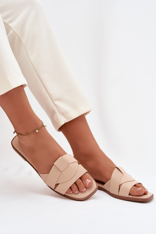 Zapatillas apartamento de mujeres con rayas beige Tiene querissae
