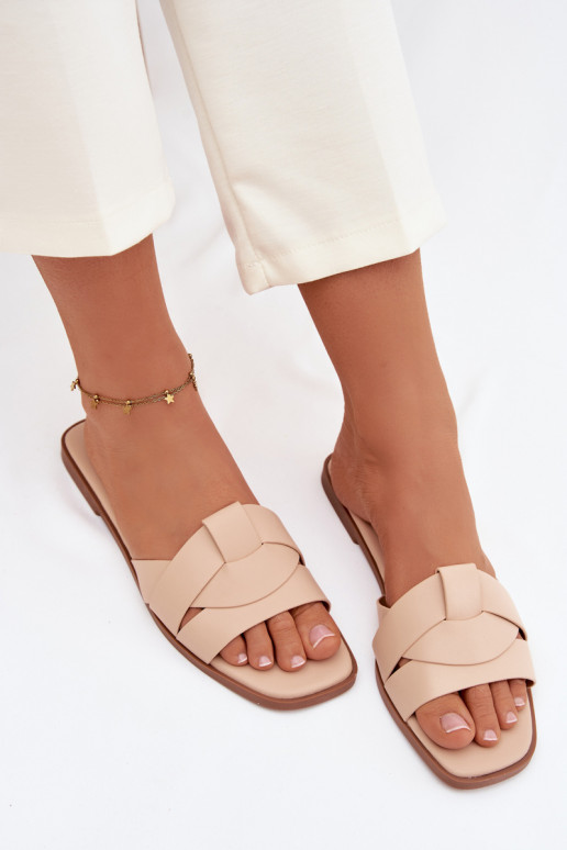 Zapatillas apartamento de mujeres con rayas beige Tiene querissae