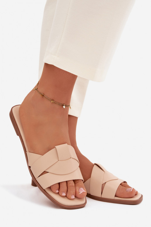 Zapatillas apartamento de mujeres con rayas beige Tiene querissae