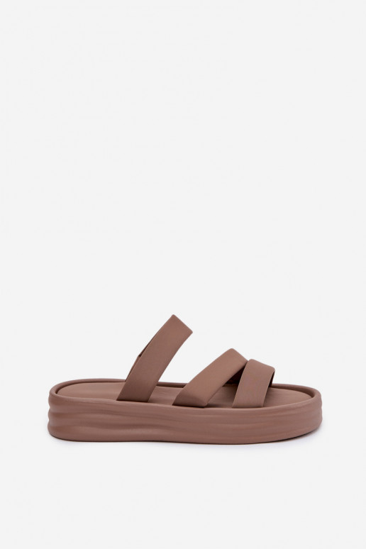  zapatillas de mujer con una plataforma con rayas de color caqui Liorine