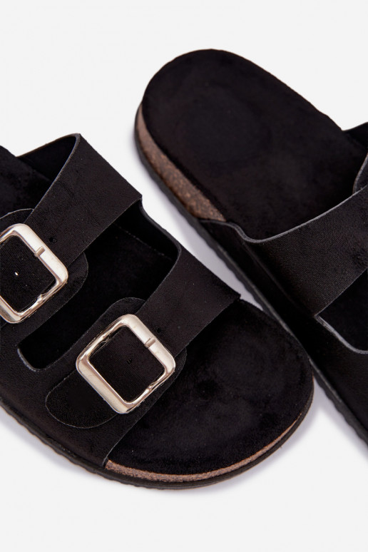 zapatillas de mujer con hebillas de color negro Oliena