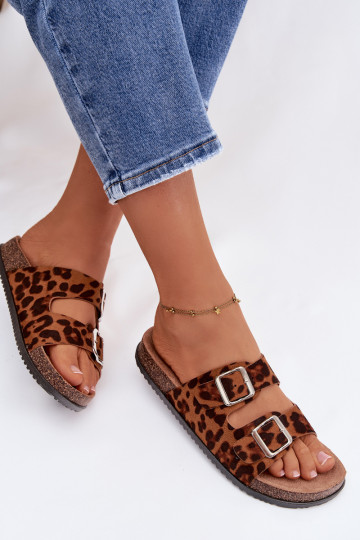 Zapatillas para mujer Oliena con hebillas y estampado de piel de leopardo 2