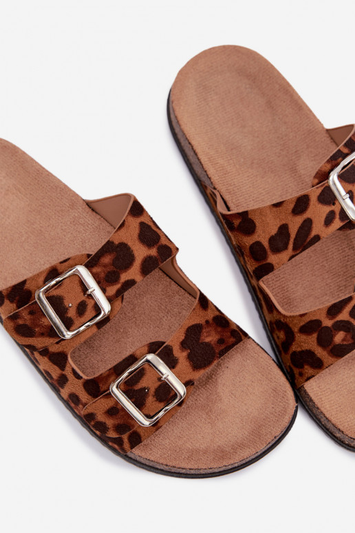 Zapatillas para mujer Oliena con hebillas y estampado de piel de leopardo
