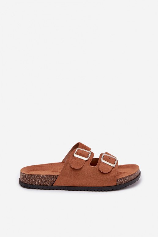 zapatillas de mujer con hebillas color marrón Oliena