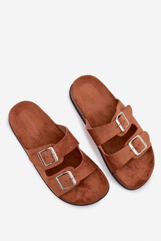 zapatillas de mujer con hebillas color marrón Oliena