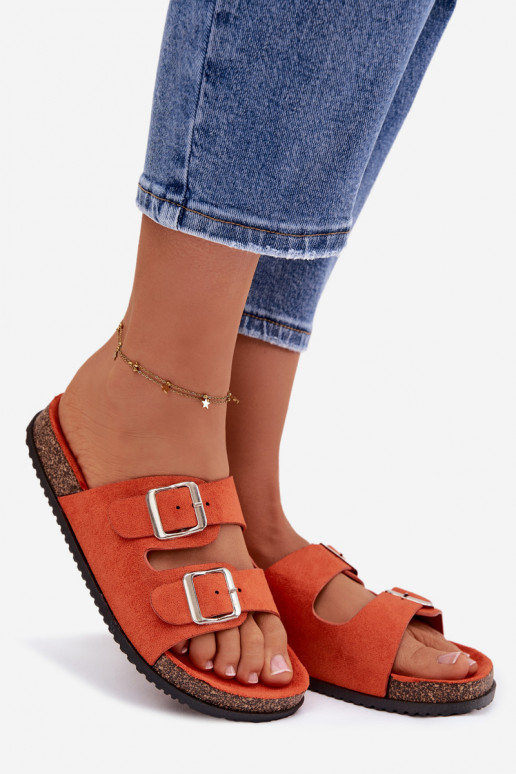 Zapatillas naranjas para mujer Oliena con hebillas