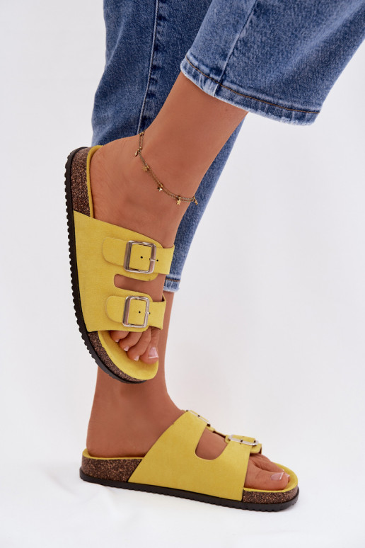 zapatillas de mujer con hebillas color amarillo Oliena