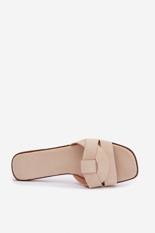 Zapatillas apartamento de mujeres con rayas de gamuza ecológicaoAe color marfil Florane