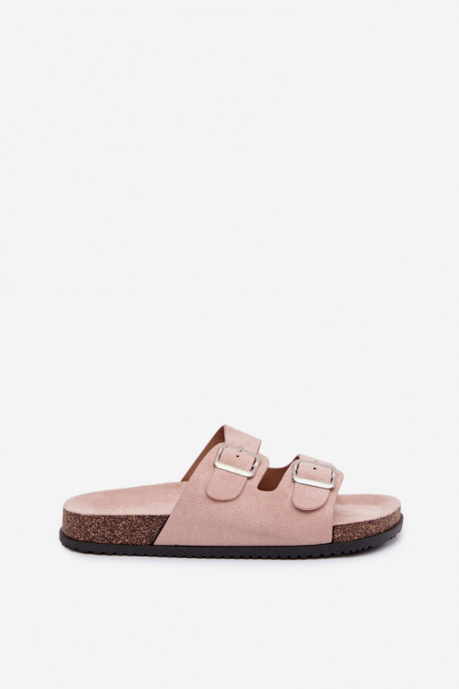Zapatillas de mujer rosa claro con hebillas "Oliena"