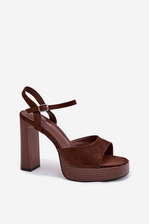 Sandalias de tacón alto para mujer. y plataformade gamuza ecológicau CzekoladoAe Gralisse