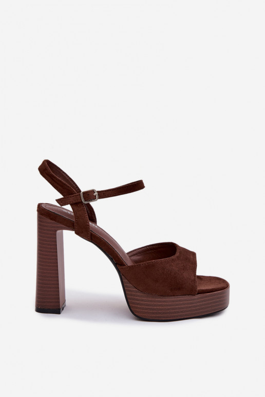 Sandalias de tacón alto para mujer. y plataformade gamuza ecológicau CzekoladoAe Gralisse