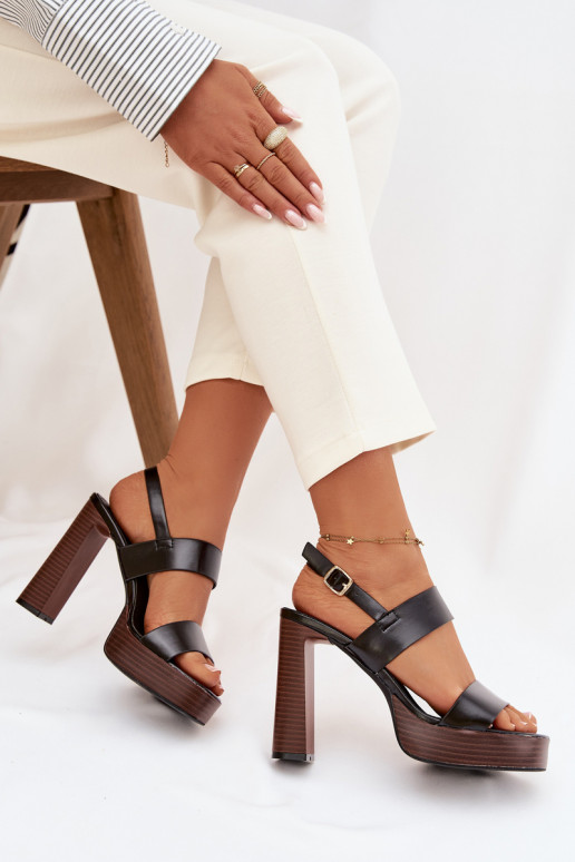 Sandalias de tacón alto para mujer. y plataforma Eko Piel de color negro Hanelia