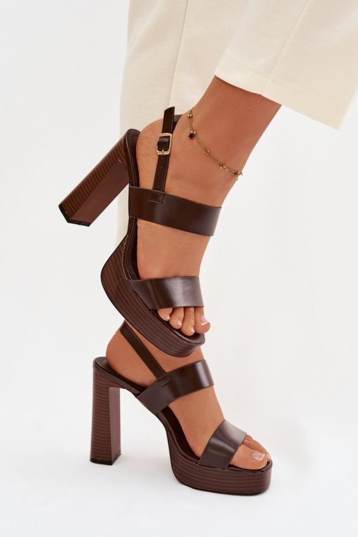 Sandalias de tacón alto para mujer. y plataforma Eko Piel CzekoladoAe Hanelia