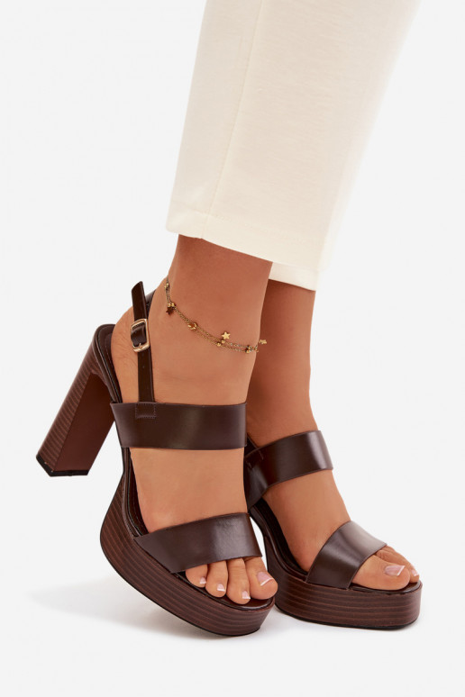 Sandalias de tacón alto para mujer. y plataforma Eko Piel CzekoladoAe Hanelia