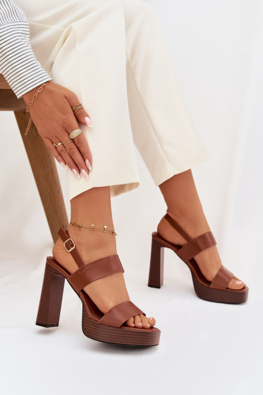 Sandalias de tacón alto para mujer. y plataforma Eko Piel color marrón Hanelia