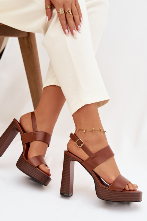 Sandalias de tacón alto para mujer. y plataforma Eko Piel color marrón Hanelia