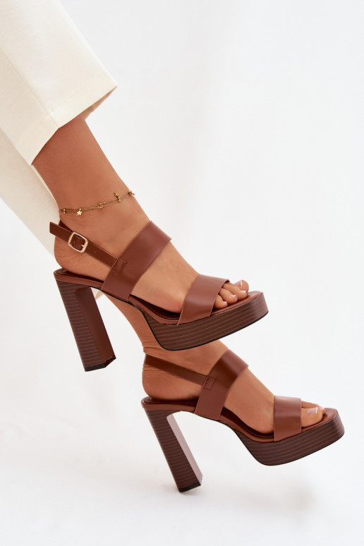 Sandalias de tacón alto para mujer. y plataforma Eko Piel color marrón Hanelia